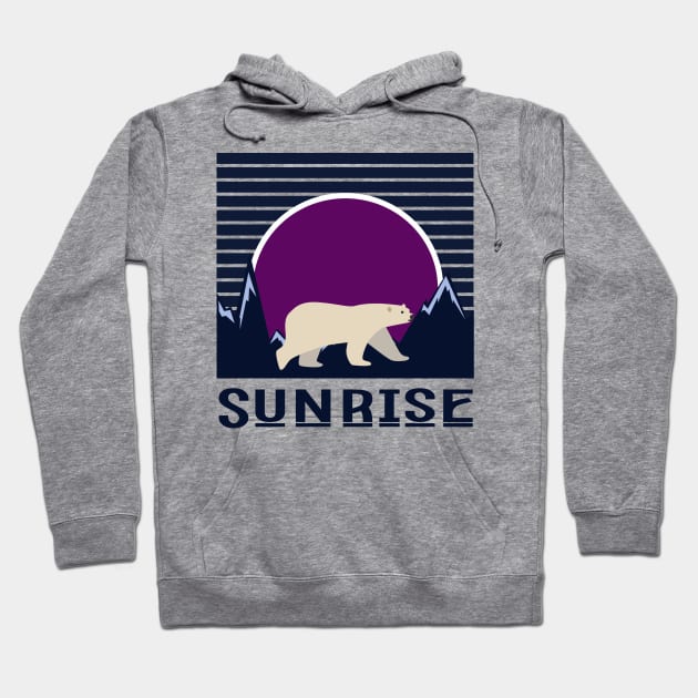 minimalistic purple sunrise with polar bear Hoodie by grafitytees